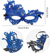 Nessiworld Blue Color Lace Cut Lace Embroidered Prom Party Mask